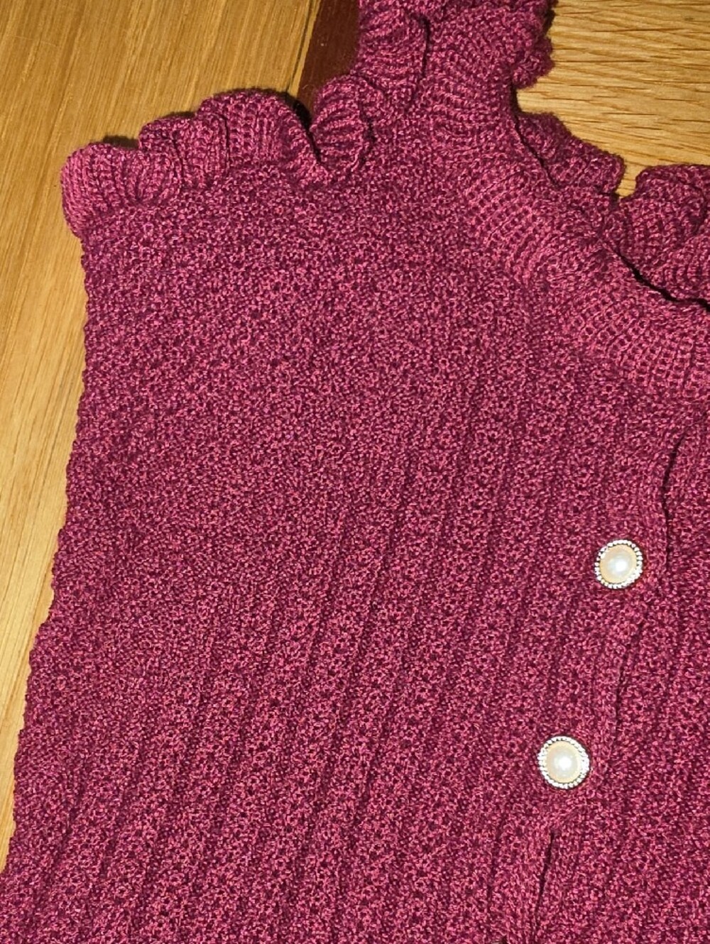 NWT Ruffled Maroon Button-Up Top - Picture 3 of 4